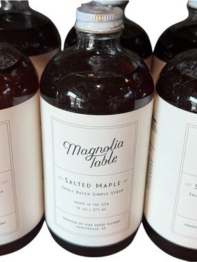 Magnolia Table Salted Maple Simple Syrup - Brown and Cream Bottle. Pack of 3